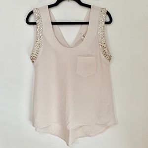 Very J Gold Metal Studded Tank Shell Blouse